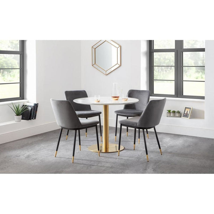 Palermo Round Pedestal Table 100cm White Marble Gold Effect Base