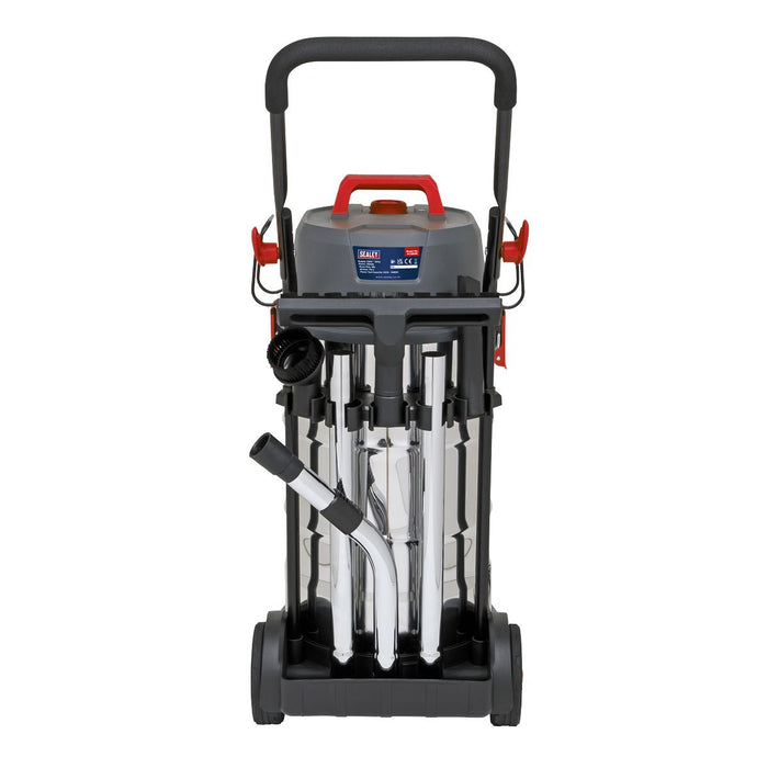 Sealey Vacuum Cleaner Industrial Dust-Free Wet/Dry 38L 1500W/230V Stainless Stee