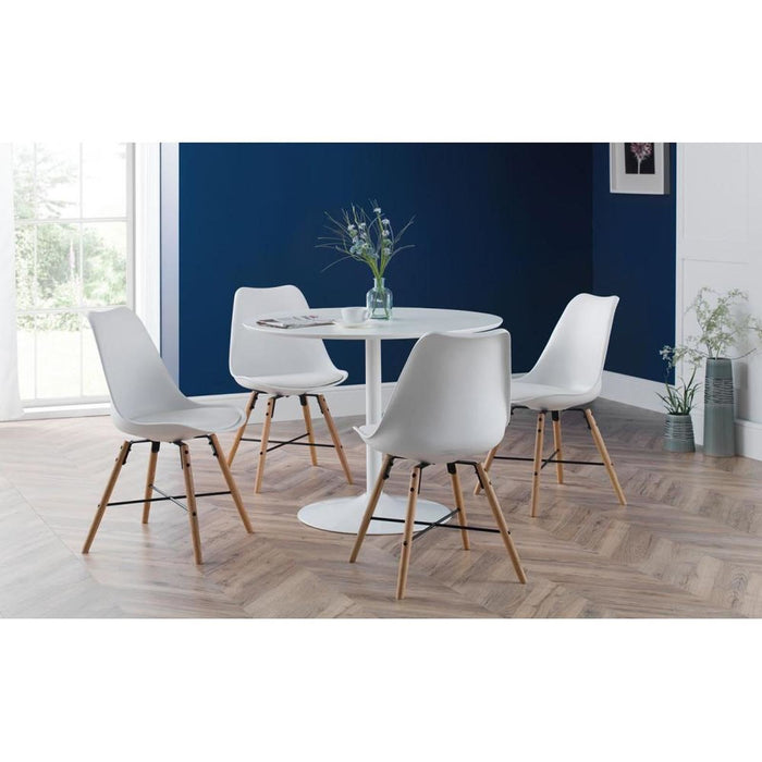 Blanco Round Table White Metal Pedestal Base
