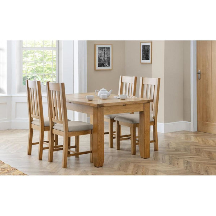 Hereford Dining Chair Taupe Linen Seat Pad Solid Oak Frame
