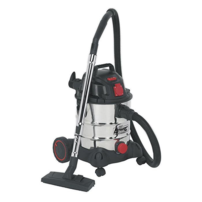 Sealey Vacuum Cleaner Industrial 20L 1400W/230V Stainless Drum Auto Start