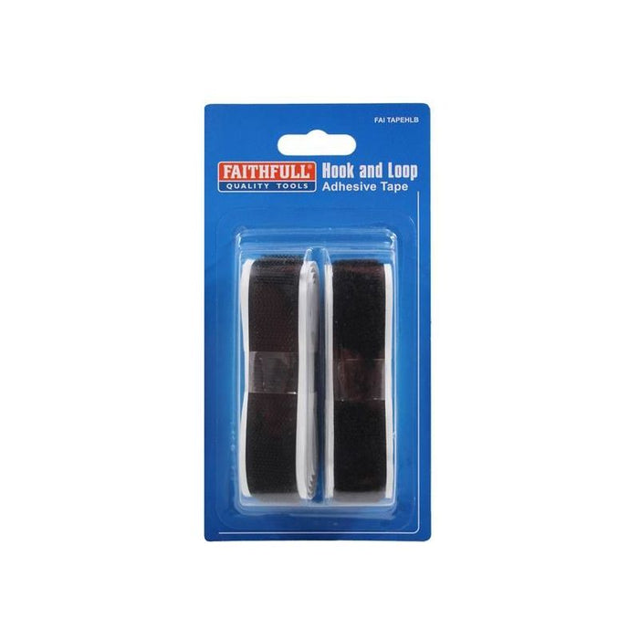 Faithfull Hook & Loop Self Adhesive Tape Black 20mm x 1m Faithfull - Town Tools