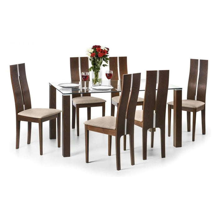 Cayman Dining Chair Biscuit Linen Seat Pad Walnut Stain Legs