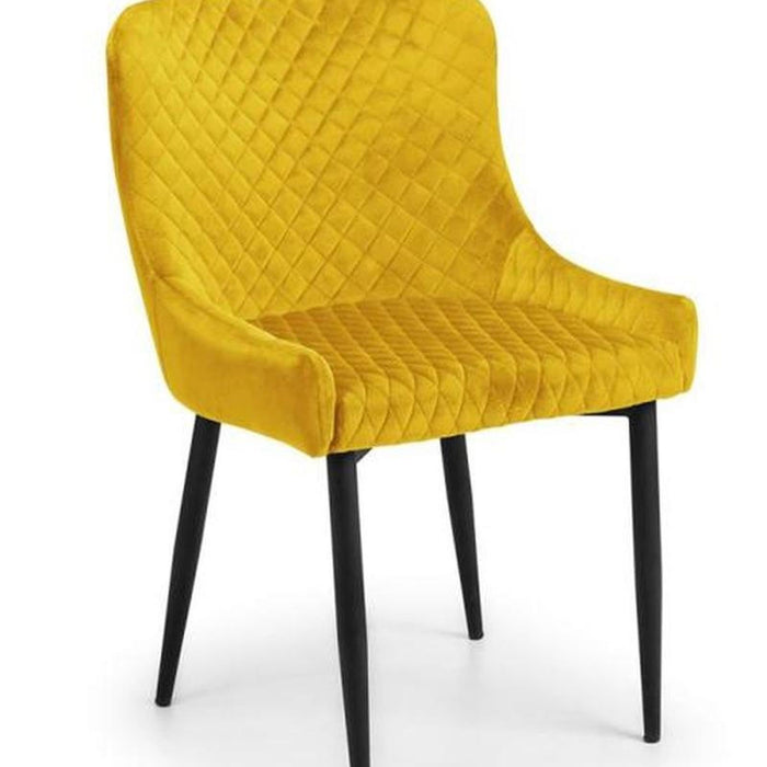 Luxe Dining Chair Mustard Velvet Fabric with Black Legs