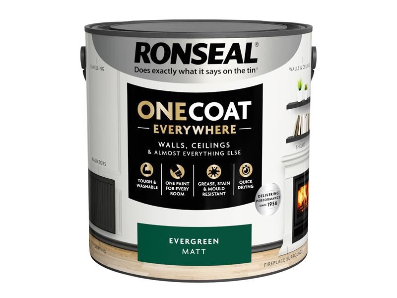 Ronseal One Coat Everywhere Interior Paint Evergreen Matt 2.5 litre Ronseal - Town Tools