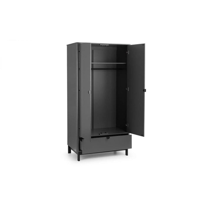 Chloe 2 Door 1 Drawer Wardrobe Grey & Black Legs