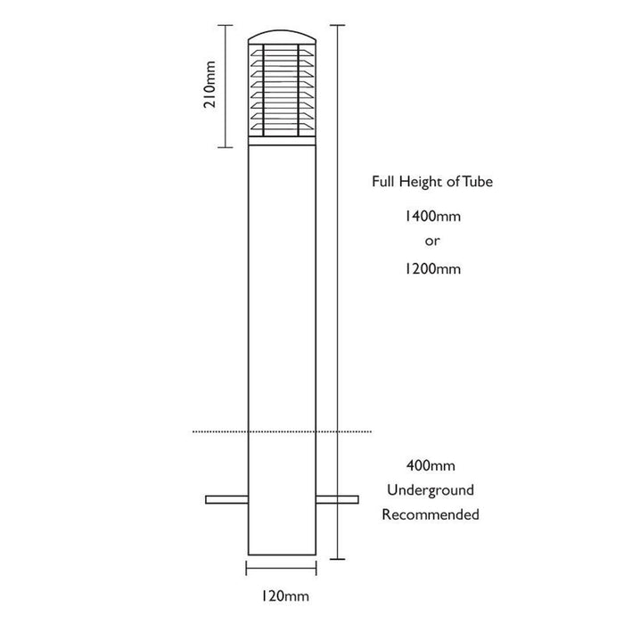 Stelled Bollard Light Mains Powered Root Mount 0.8m