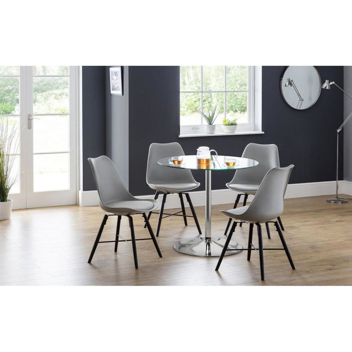 Kudos Glass Pedestal Table with Chrome Plated Metal Leg