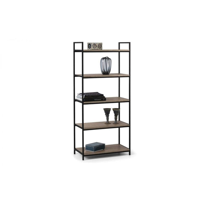 Tribeca Tall Bookcase Sonoma Oak Effect Shelves on Black Frame