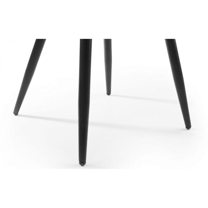 Burgess Dining Chair Grey Velvet Fabric Black Metal Legs