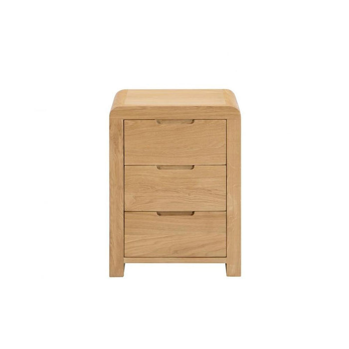 Curve 3 Drawer Bedside Unit Solid Oak & Real Oak Veneers