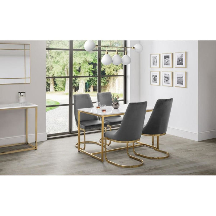 Scala White Marble Top Dining Table 80cm x 120cm Gold Effect Frame