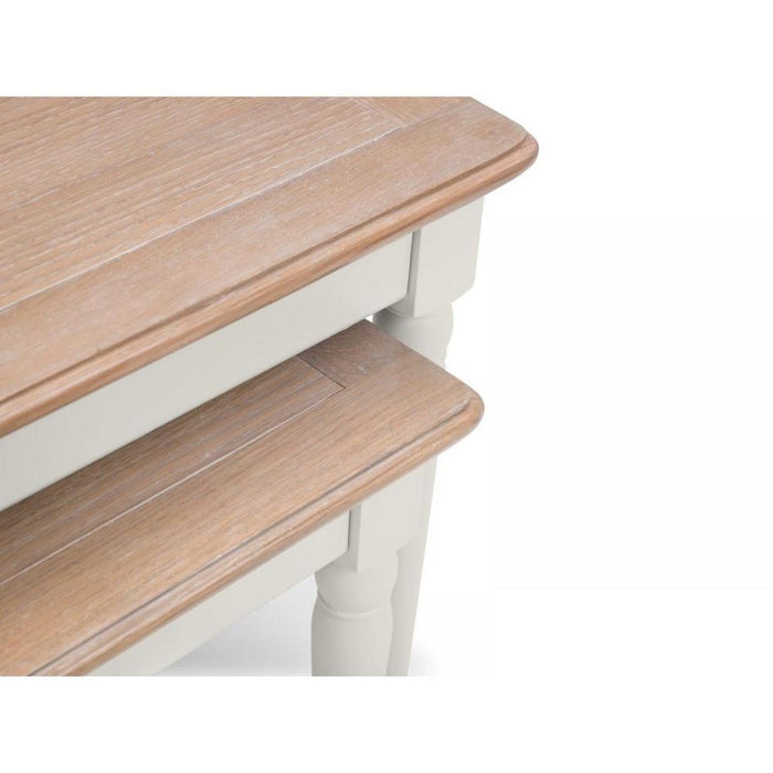 Provence Nest of Tables (2) Limed Oak Top on Grey Lacquer Frame