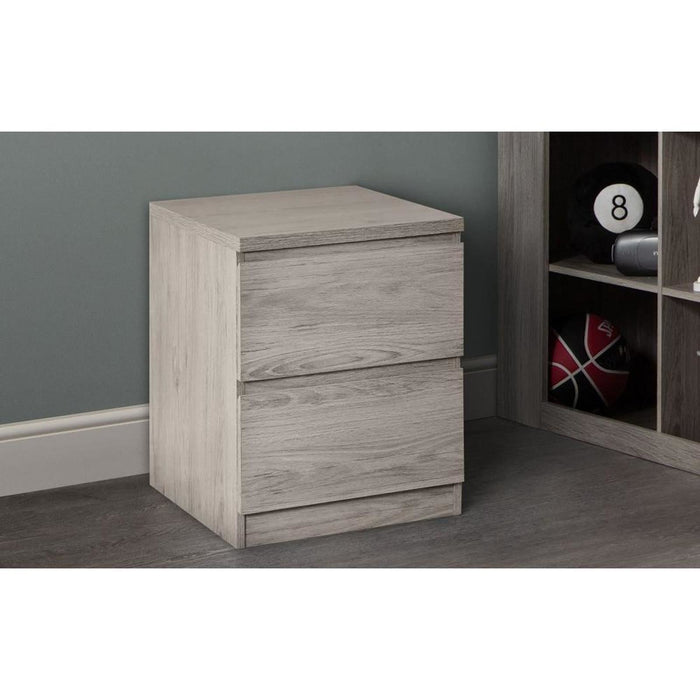 Jupiter 2 Drawer Bedside Unit Grey Oak Finish