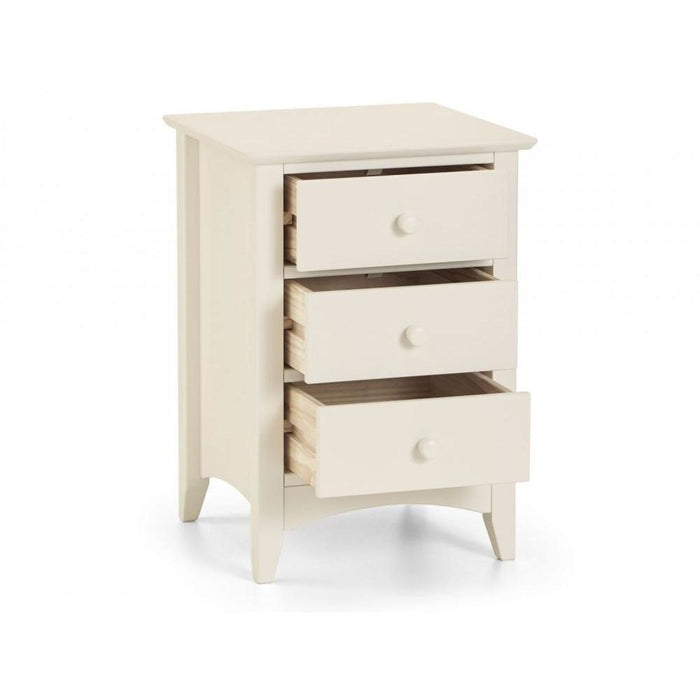 Cameo 3 Drawer Bedside Unit Stone White