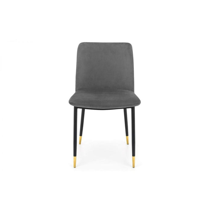 Delaunay Dining Chair Grey Velvet with Black Legs