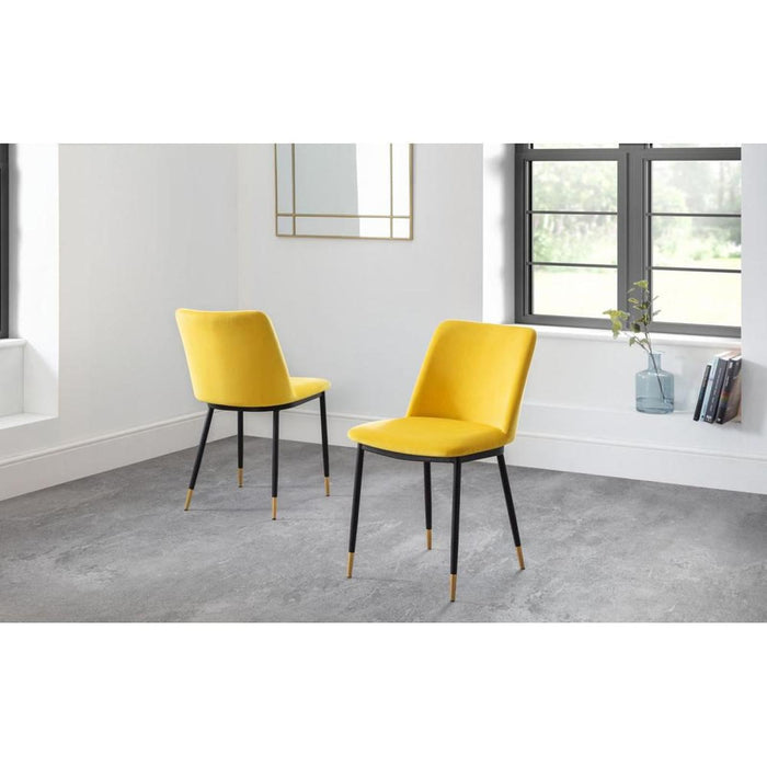 Delaunay Dining Chair Mustard Velvet with Black Legs
