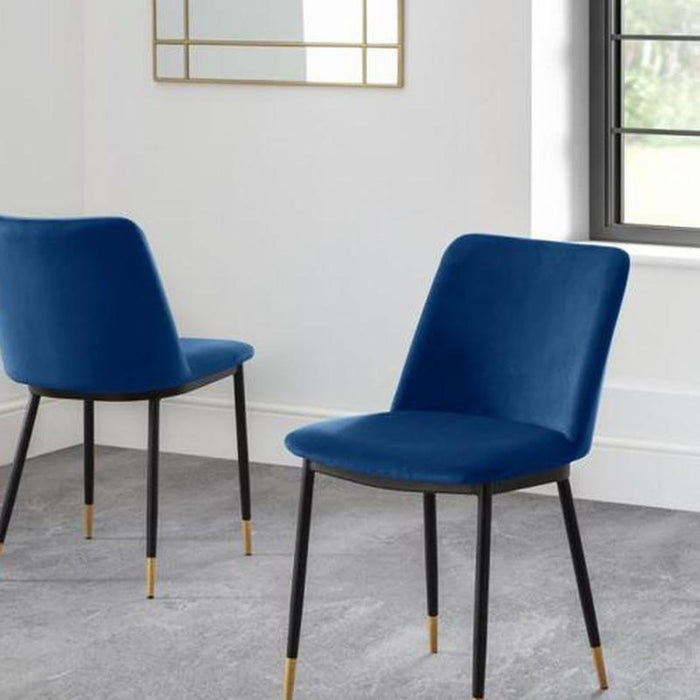 Delaunay Dining Chair Blue Velvet with Black Legs