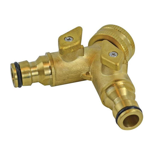 Faithfull 2 Way Shut Off Valve 19mm (3/4in) to 2 x 12.5mm (1/2in) Faithfull - Town Tools