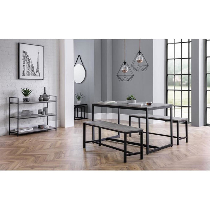Staten Dining Table Concrete Effect on Black Frame