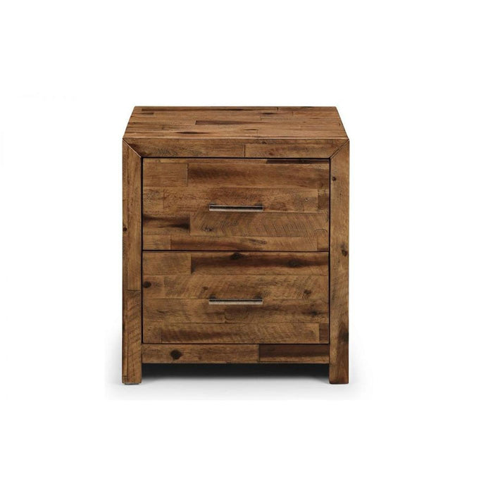 Hoxton 2 Drawer Bedside Unit Solid Acacia Rustic Oak Finish
