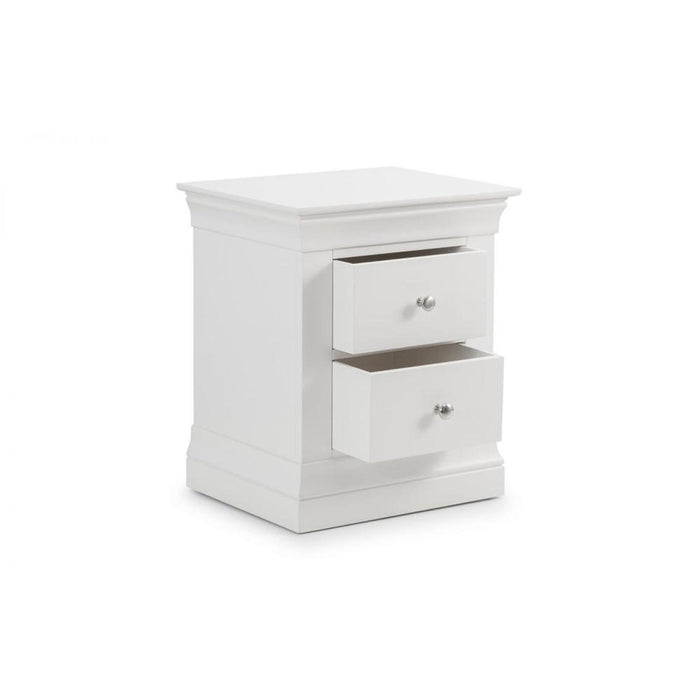 Clermont 2 Drawer Bedside Unit White Lacquer Finish