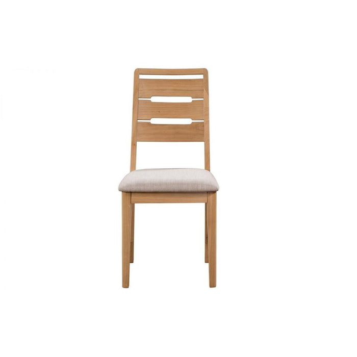 Curve Dining Chair Oak with Grey Linen Seat Pad