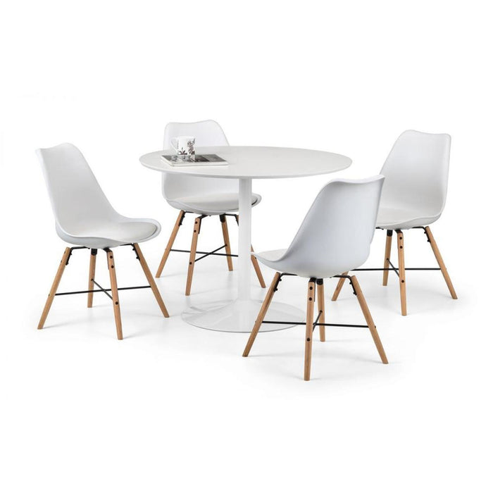 Blanco Round Table White Metal Pedestal Base
