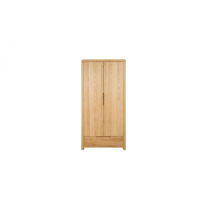 Curve Combination Wardrobe 2 Door, 1 Drawer Waxed Oak Finish