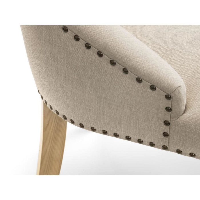 Loire Button Back Chair (Sold as a Pair) Oatmeal Linen Fabric