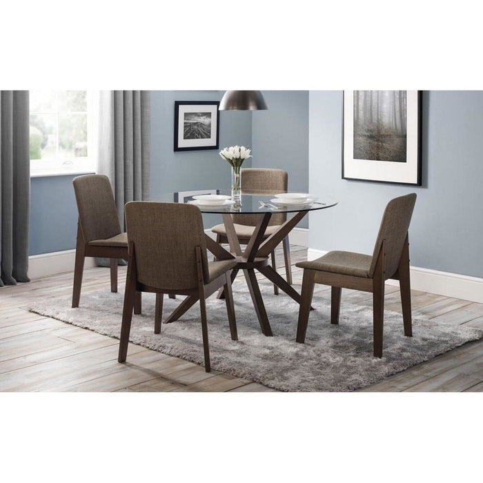 Chelsea Large Glass Top Dining Table 140cm Walnut Finish Legs