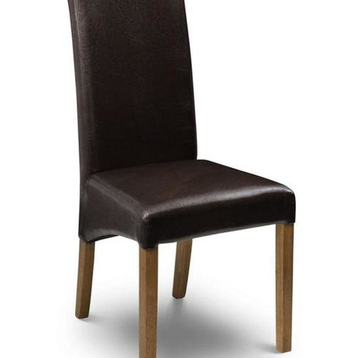 Cuba Dining Chair Brown Faux Leather & Oak Effect Legs