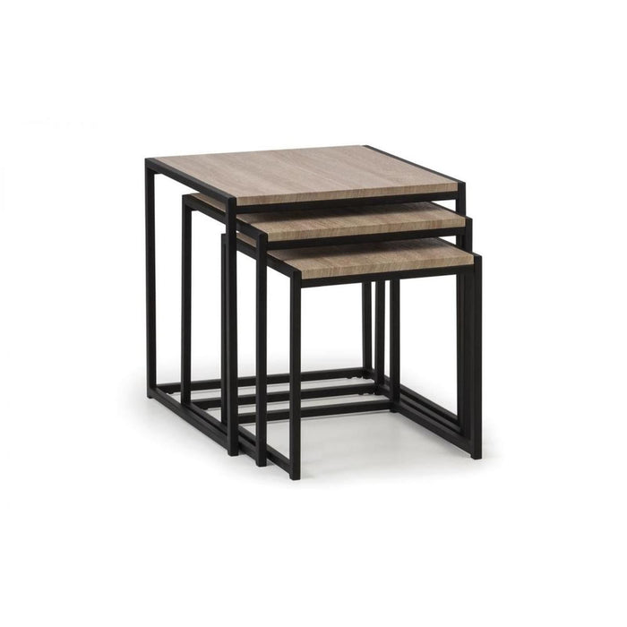 Tribeca Nest of Tables (3) Sonoma Oak Effect Tops on Black Frames