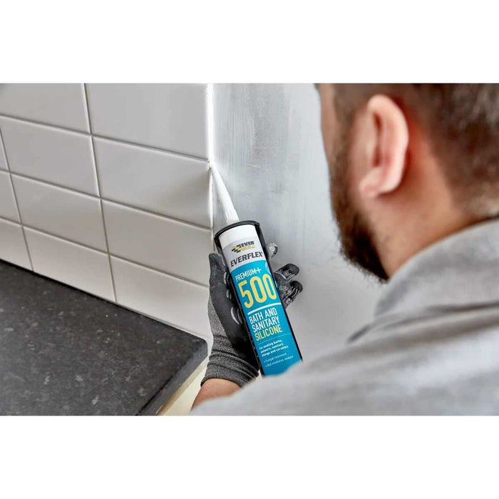 Everbuild Everflex 500 Sanitary Silicone Sealant (Ivory / 310ml)