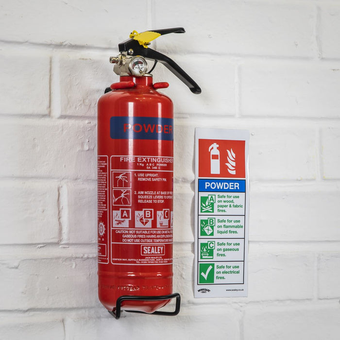 Sealey Safe Conditions Safety Sign Powder Fire Extinguisher Self-Adhesive Vinyl