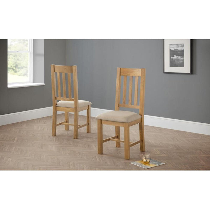 Hereford Dining Chair Taupe Linen Seat Pad Solid Oak Frame