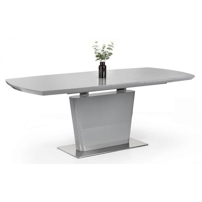 Como Extending Dining Table High Gloss Grey with Chrome Base