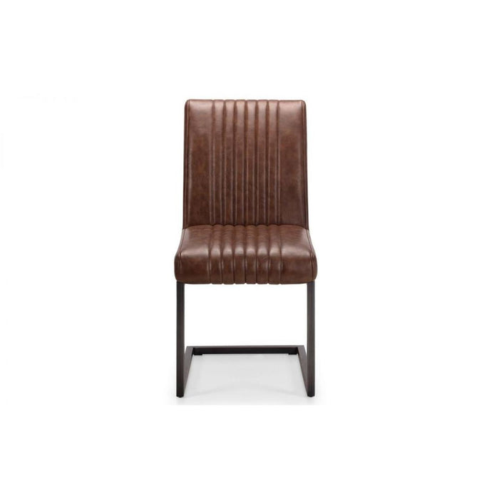 Brooklyn Dining Chair Brown Faux Leather & Gunmetal Frame