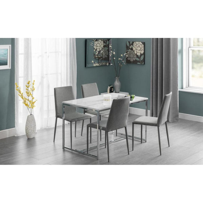 Scala White Marble Top Dining Table 80cm x 120cm Chrome Frame