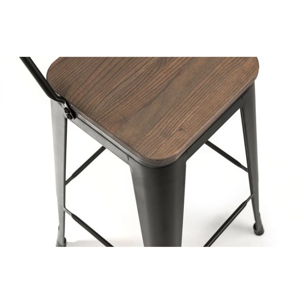 Grafton Bar Stool Solid Mocha Elm & Powder Coated Steel