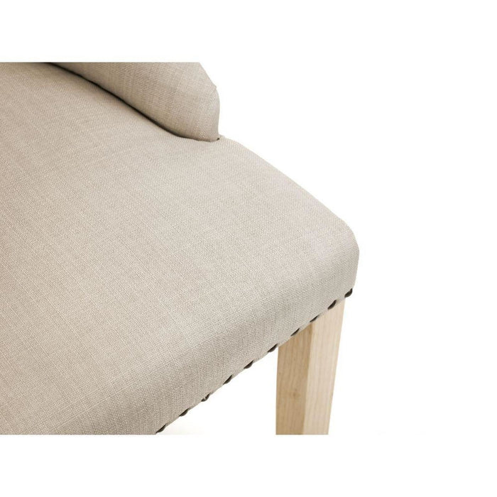 Loire Button Back Chair (Sold as a Pair) Oatmeal Linen Fabric