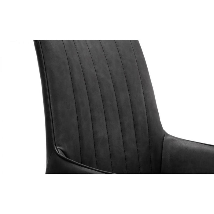 Soho Dining Chair Black Faux Leather on Black Metal Frame