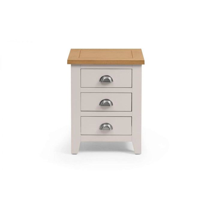 Richmond 3 Drawer Bedside Unit Elephant Grey with Pale Oak Top