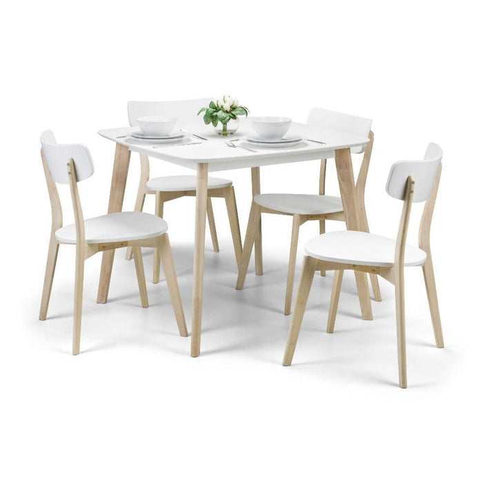 Casa Dining Table 90cm x 90cm White Top / Limed Oak Legs
