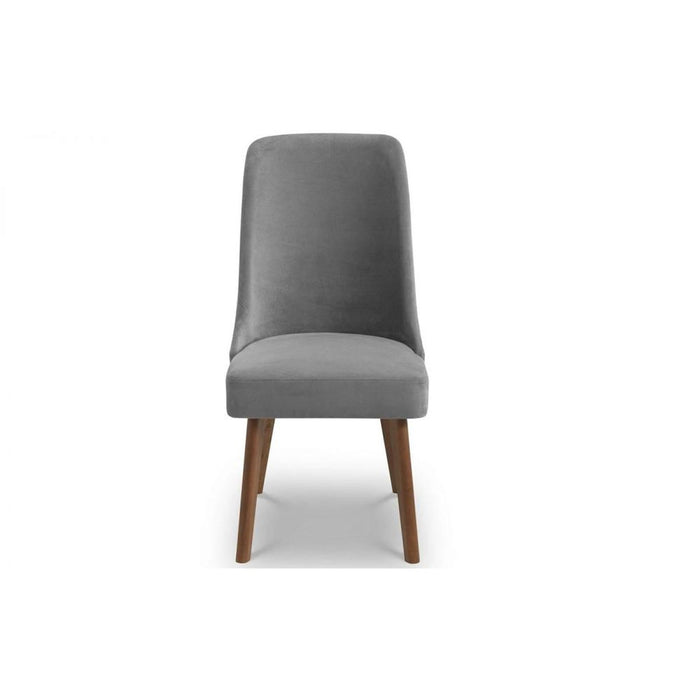 Huxley Chenille Dining Chair Dusk Grey Fabric Walnut Legs