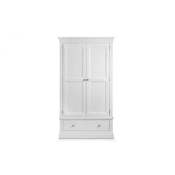 Clermont 2 Door 1 Drawer Wardrobe White Lacquer Finish