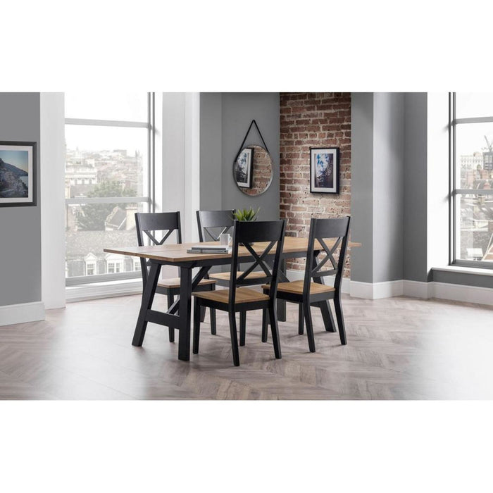 Hockley Dining Chair Solid Oak Seat Pad with Black Frame