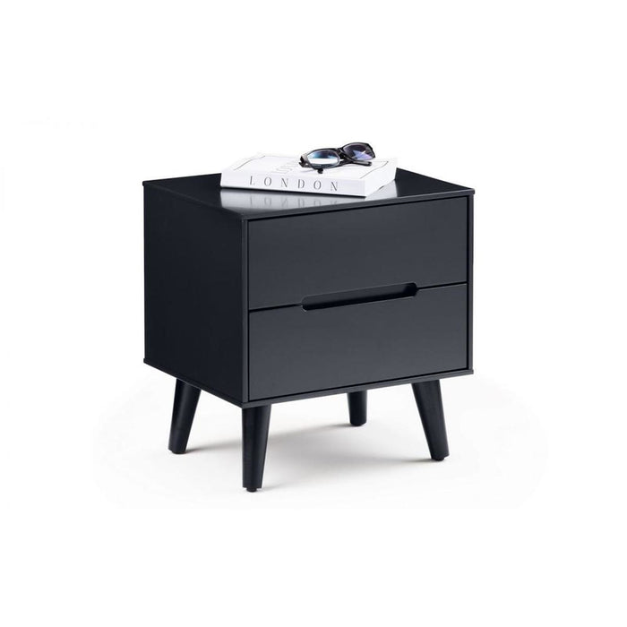 Alicia 2 Drawer Bedside Cabinet Anthracite / Black