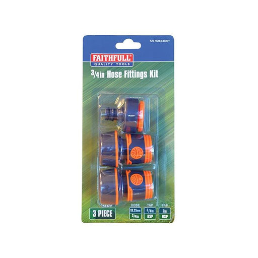 Faithfull 3/4in Plastic Hose Fittings Kit, 3 Piece Faithfull - Town Tools