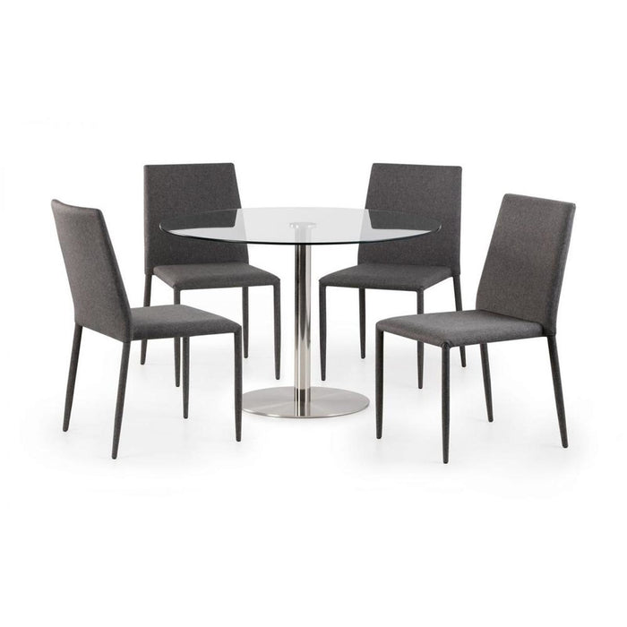 Milan Round Pedestal Table 100cm Glass Top on Chrome Base
